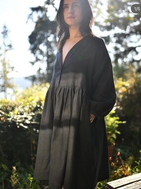 Beaton Linen House Dress Black